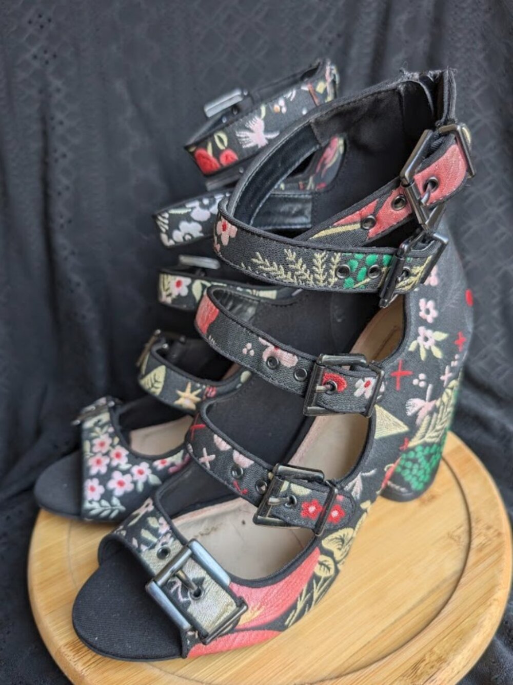 Topshop Robin Floral Embroidered Heel